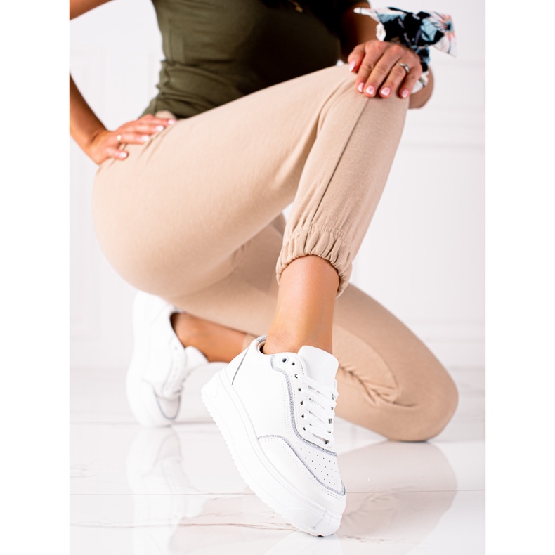 SHELOVET Baskets avec insert argenté blanc 1