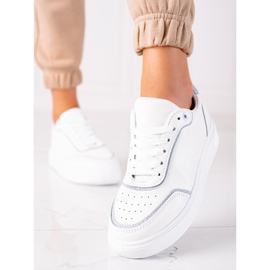 SHELOVET Baskets avec insert argenté blanche 2