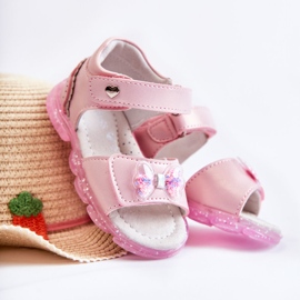 PE1 Sandales confortables pour enfants avec décoration Cayo rose 1