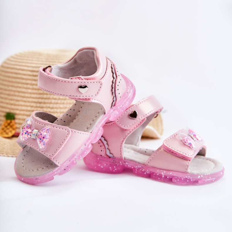 PE1 Sandales confortables pour enfants avec décoration Cayo rose 2