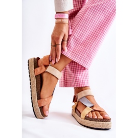 FB1 Sandales d'été femme beige-jaune Galia brun orange 2