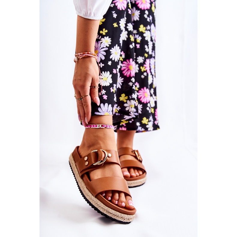 FB1 Pantoufles Penelope beiges à la mode pour femmes brun 1