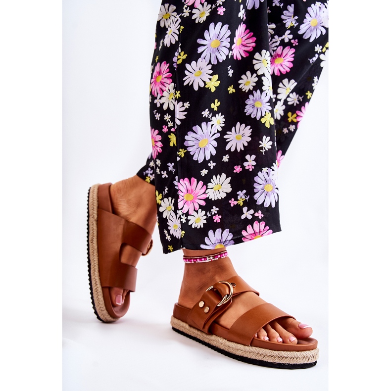 FB1 Pantoufles Penelope beiges à la mode pour femmes brun 2