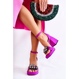 PA2 Sandales Femme En Daim Ornements Mayet Fuchsia rose 5