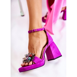 PA2 Sandales Femme En Daim Ornements Mayet Fuchsia rose 6