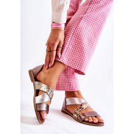 PE1 Sandales Cuir Apulia Dorées Côtelées argent d'or 2