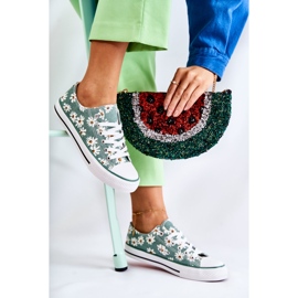 PS1 Baskets basses pour femmes à fleurs vertes Janey 3