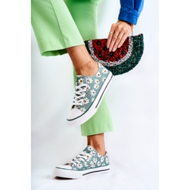 PS1 Baskets basses pour femmes à fleurs vertes Janey 4