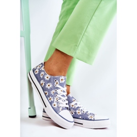 PS1 Baskets basses pour femmes à fleurs Janey bleues 3