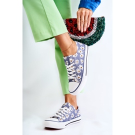 PS1 Baskets basses pour femmes à fleurs Janey bleues 7