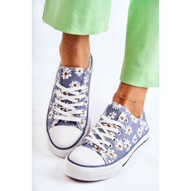 PS1 Baskets basses pour femmes à fleurs Janey bleues 4