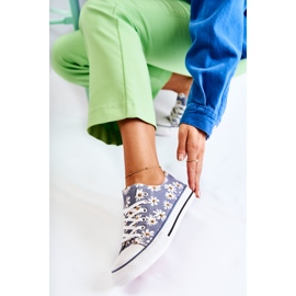 PS1 Baskets basses pour femmes à fleurs Janey bleues 9