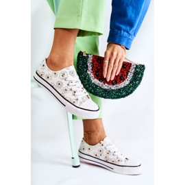 PS1 Baskets Basses Femme Avec Janey Fleurs Blanches 5