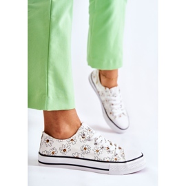PS1 Baskets Basses Femme Avec Janey Fleurs Blanches 7