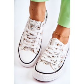 PS1 Baskets Basses Femme Avec Janey Fleurs Blanches 10