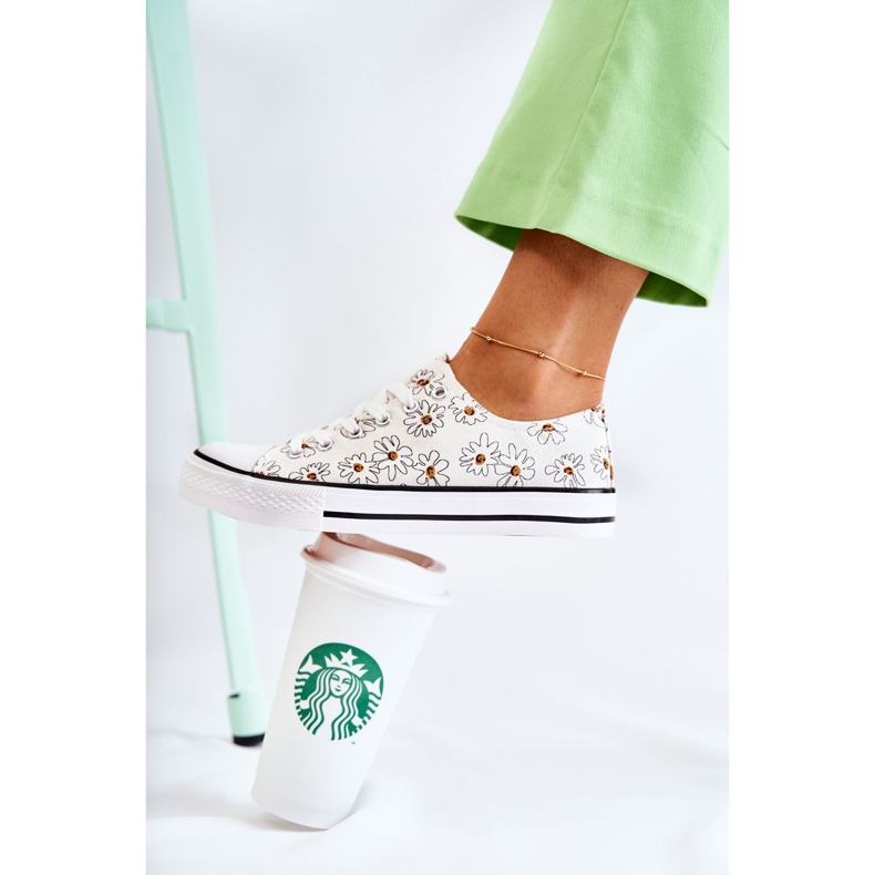 PS1 Baskets Basses Femme Avec Janey Fleurs Blanches 1