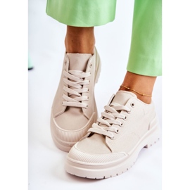 PS1 Baskets en Toile pour Femme Beige Clair Parossa 2