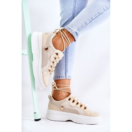 PG1 Chaussures Sport Cuir Femme Beige Salmira 1 PG1 Chaussures Sport Cuir Femme Beige Salmira 1