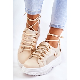 PG1 Chaussures Sport Cuir Femme Beige Salmira 2