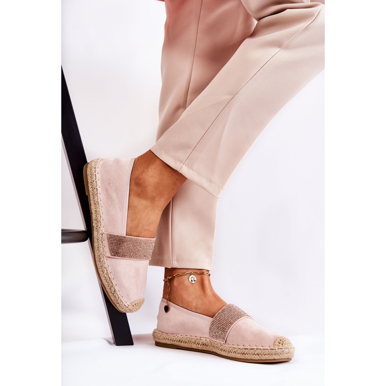 PG1 Espadrilles Slip-on Femme Avec Cubic Zirconia Rose Massal 1
