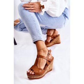PG1 Sandales classiques en cuir sur talon compensé Valorin marron brun 6