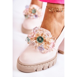 PA2 Escarpins Élégants Avec Ornement Uni Rose Clair Caterine 1