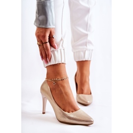 Sergio Leone Escarpins classiques en cuir doré magiquement 1