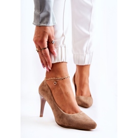 Sergio Leone Escarpins classiques en daim brun magique beige 1