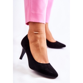 Sergio Leone Escarpins en daim classiques pour femmes Noir Semprella 2