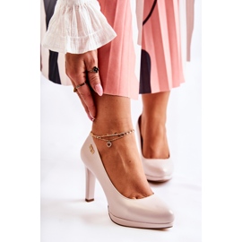 Sergio Leone Escarpins à plateforme classiques pour femmes, beige perle 2