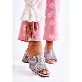 Chaussons Femme Cuir à Talon Haut Zebra Grey Nessita argent 1
