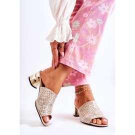 PA2 Chaussons Femme Cuir Crocodile Sur Talon Beige Perry 2