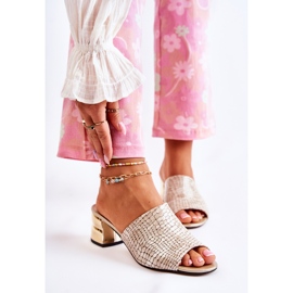 PA2 Chaussons Femme Cuir Crocodile Sur Talon Beige Perry 1