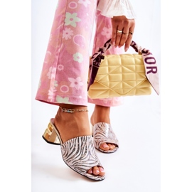 PA2 Chaussons Femme Cuir Zèbre Sur Talon Rose-Blanc Perry blanche le noir 1