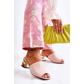 PA2 Chaussons Femme Cuir à Talons Hauts Rose Perry 1