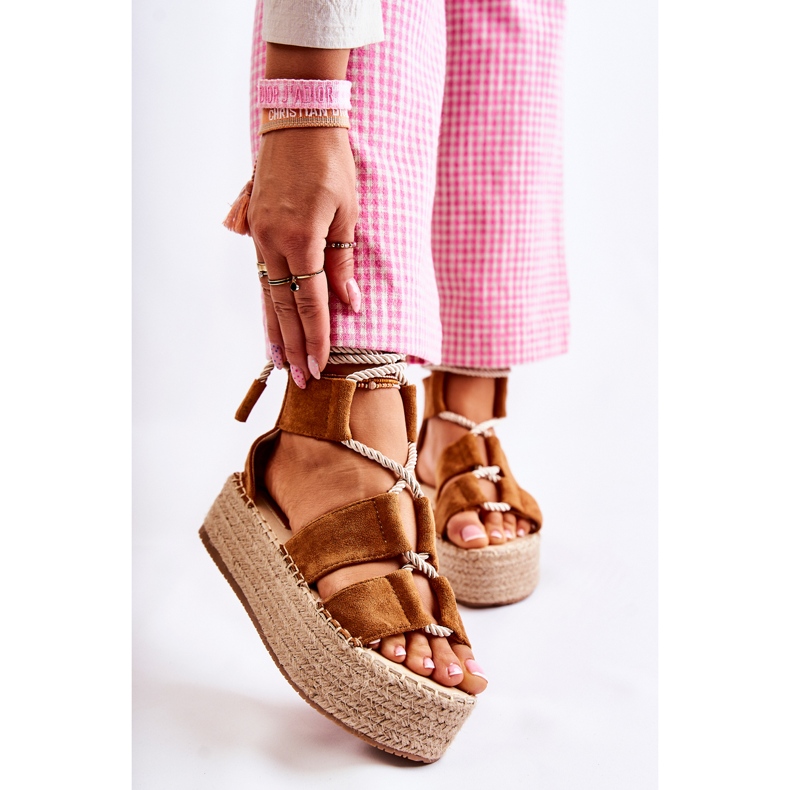PS1 Espadrilles pour femmes sur plateforme en lin Camel India brun 1