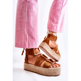 PS1 Espadrilles pour femmes sur plateforme en lin Camel India brun 3