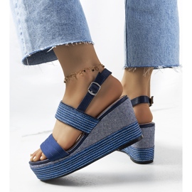 Sandales compensées Rocha bleu marine 1