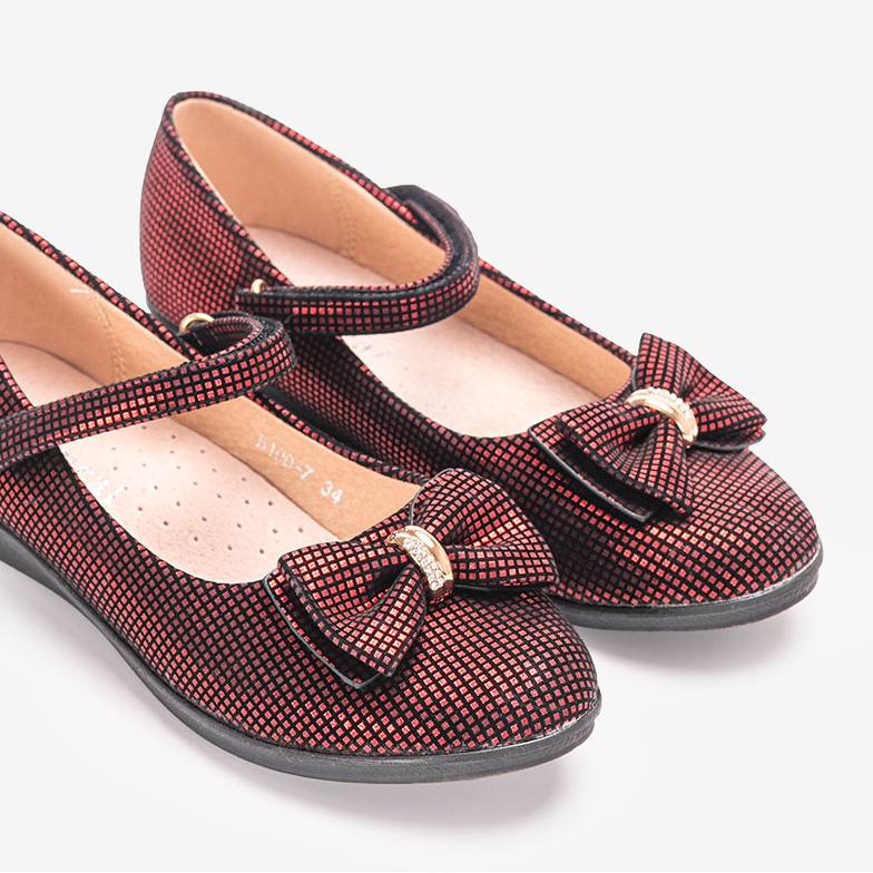 BM Ballerines enfant rouges à nœud Tienne le noir 1