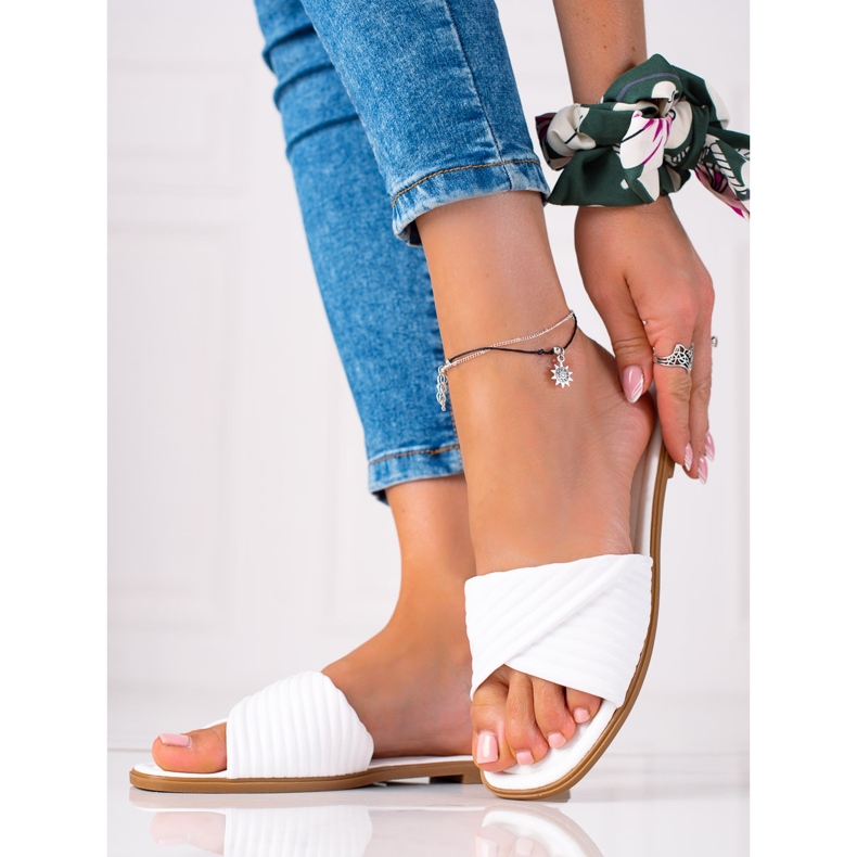 SHELOVET Chaussons plats femme blanc 1