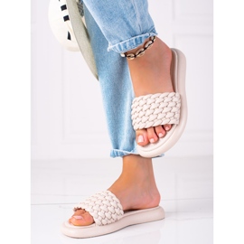 SHELOVET Chaussons tressés femme beige 1