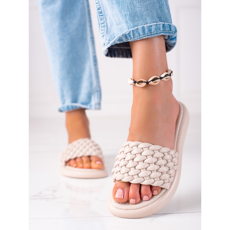 SHELOVET Chaussons tressés femme beige 2