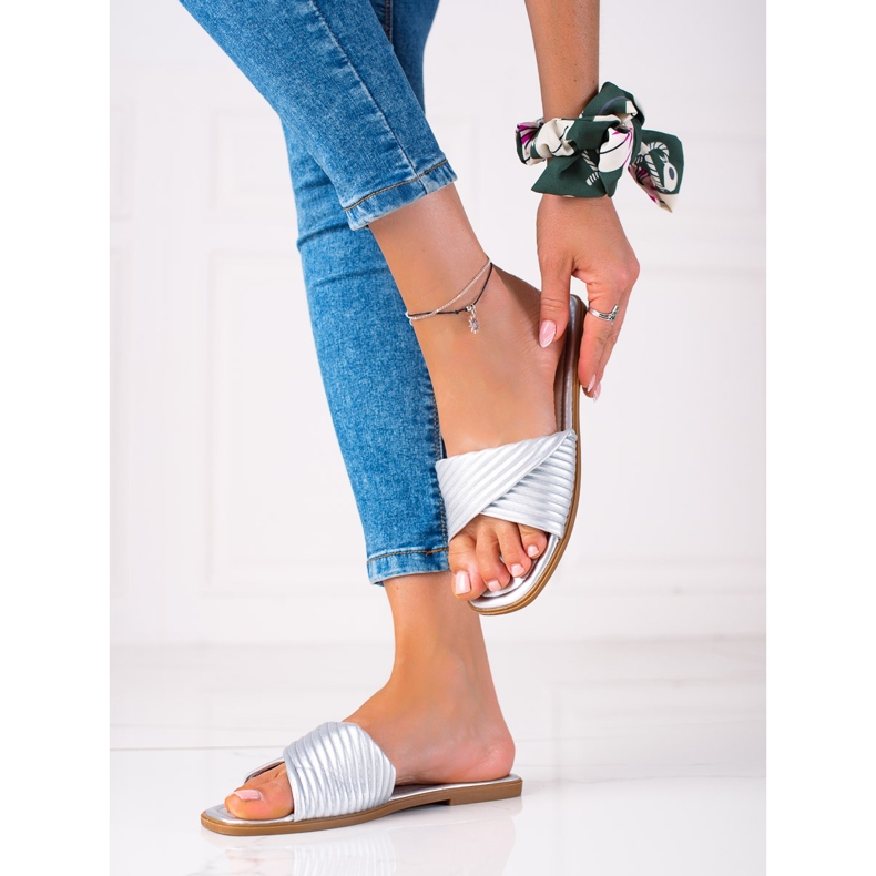 SHELOVET Chaussons plats femme argent 1