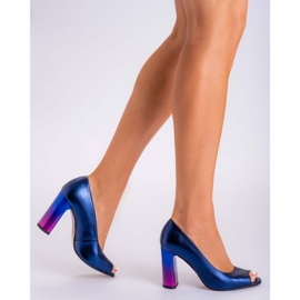 Marco Shoes Escarpins 1100P bleu marine à talon multicolore 1 Marco Shoes Escarpins 1100P bleu marine à talon multicolore 1