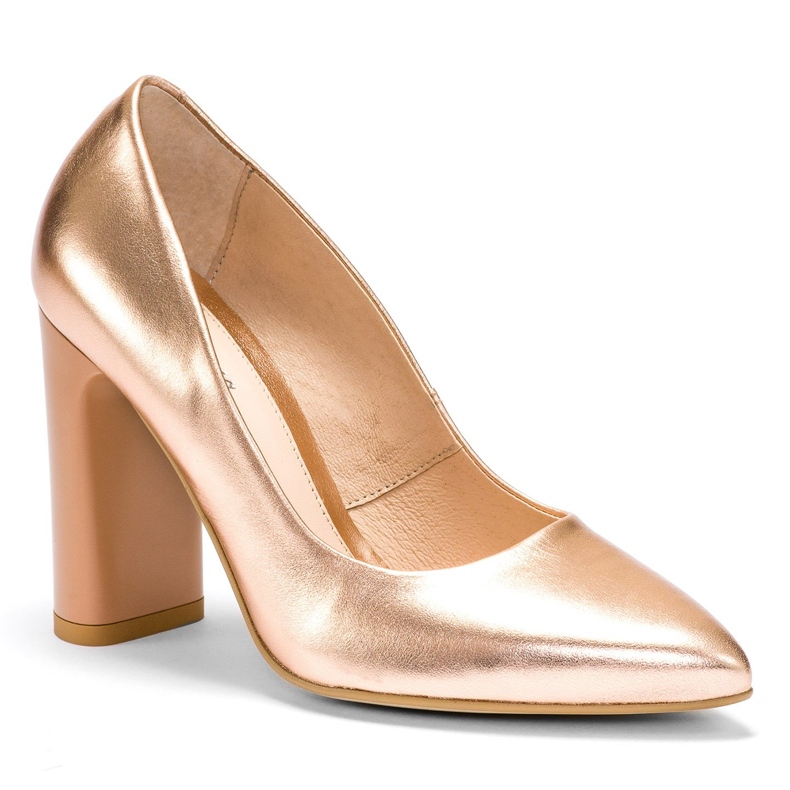 Marco Shoes Navette élégante en cuir métallisé avec un talon plus haut multicolore orange 2