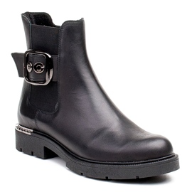 Marco Shoes Bottines Chelsea femme Marco à boucle et caoutchouc noir 1