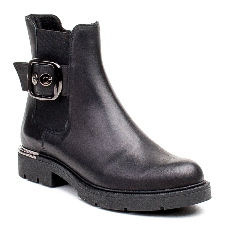 Marco Shoes Bottines Chelsea femme Marco à boucle et caoutchouc noir 1