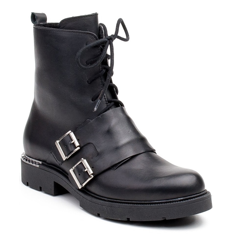 Marco Shoes Bottines à lacets femme 1364B à double boucle noir 2