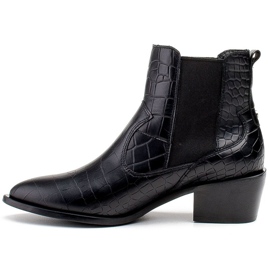 Marco Shoes Bottines pour femmes de style cow-boy avec un motif en peau de serpent noir 2