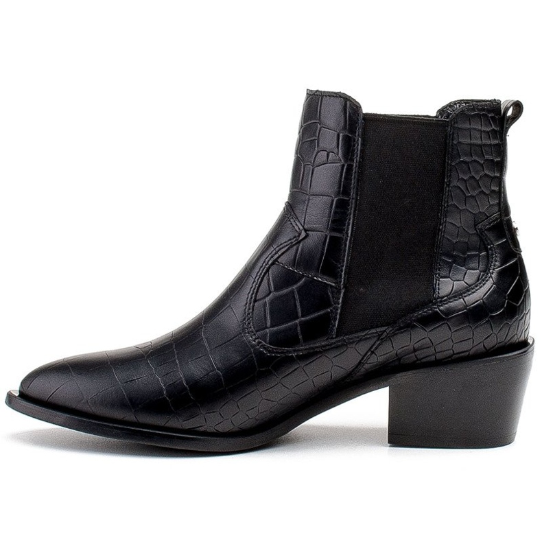 Marco Shoes Bottines pour femmes de style cow-boy avec un motif en peau de serpent le noir 2 Marco Shoes Bottines pour femmes de style cow-boy avec un motif en peau de serpent le noir 2